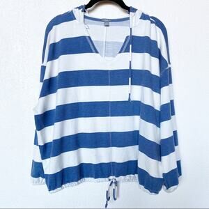 Aerie Blue and White Stripe Pullover Hoodie Size XS